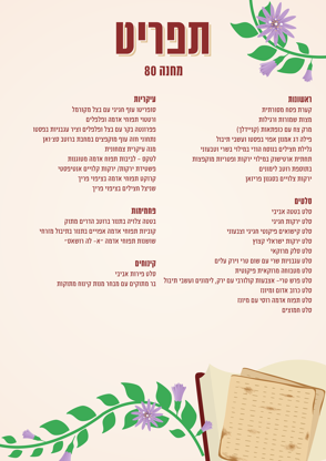 תפריט פסח מחנה 80