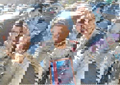 אני, אופק ועידו גל רזון - הלום קרב שבא להרצאות למלט״ק