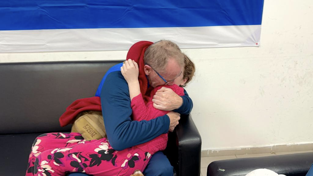 Emily Hand reunites with her father after she was held hostage in Gaza for 50 days.